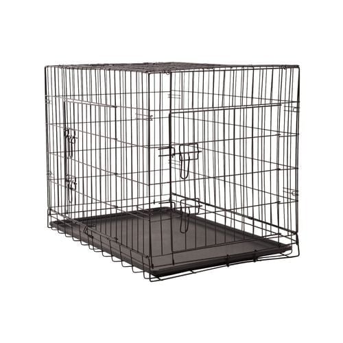 4Paws Dog Cage Pet Crate Cat Puppy Metal Cage ABS Tray Foldable Portable 30 Black