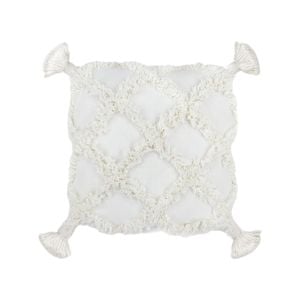 Yarra Textiles  Tufted Cushion Cover |Elegant diamond chevron pattern  | 60cm x 60cm ,White  , 100% cotton