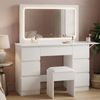 Oikiture Dressing Table Stool Set with LED Makeup Mirror 7 Drawers