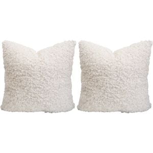 2PK LVD Cushion Curly White Decorative Home/Lounge Bedroom Decor 45x45cm
