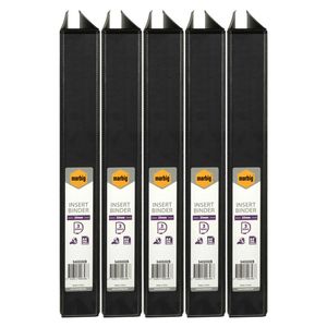 5x Marbig Clearview 3 D-ring Insert Binder A4 File 25mm Document Organiser Black