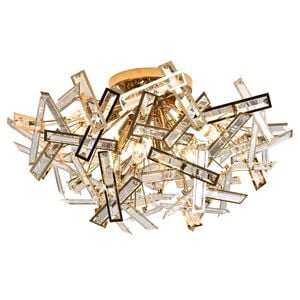 Vencha Brazza 12 Light Crystal Close to Ceiling Light - Gold