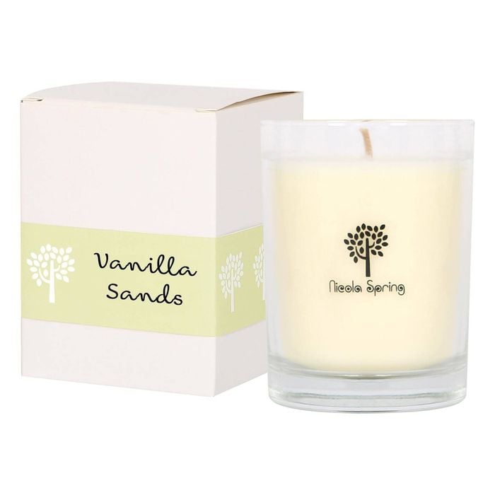 Nicola Spring 160g Soy Wax Scented Candle - Vanilla Sands - 28 Hour Burn Time Relaxation Aromatherapy Gift Ready Jar Candle