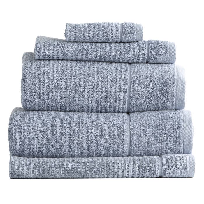 5pc Renee Taylor Cambridge 650GSM Textured Bath/Hand/Face Towel Mat Blue Mirage