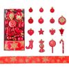 Catzon 30 Pcs Christmas Ball Including Candy Cane Bow Star Hanging Ornaments for Xmas-Red