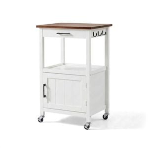 Lauft White Rolling Kitchen Island Trolley | Modern Mobile Kitchen Cart