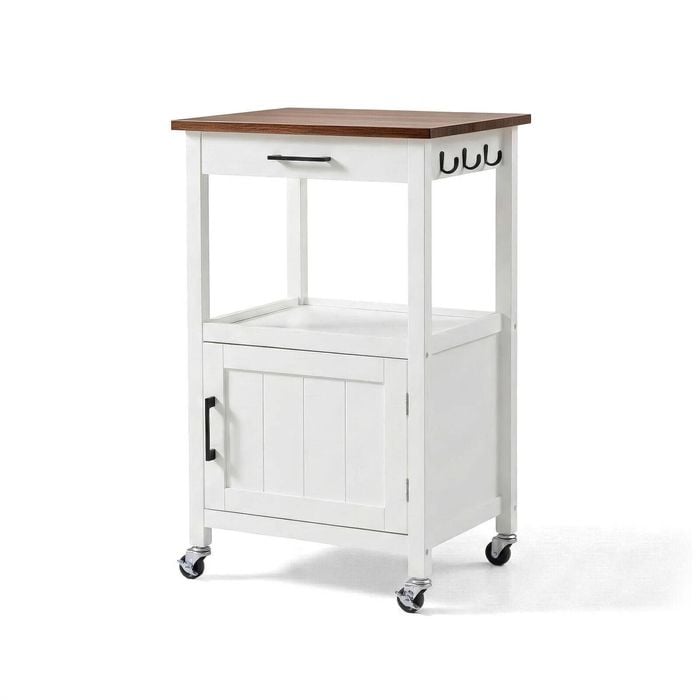Lauft White Rolling Kitchen Island Trolley | Modern Mobile Kitchen Cart
