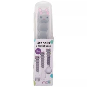 Melii 4 Piece Utensils And Travel Case - Dog