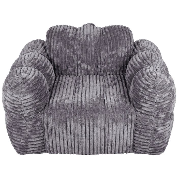 Ufurniture Large Bean Bag Chair With Backrest Corduroy Sofa High-resilience Stuffed Floor Sofa Lounger Grey