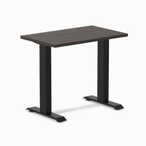 Desky Fixed Height Mini Burnished Wood Desk 800x500mm Matte Black Leg