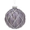Christabelle Platinum Glass Baubles 6Pcs with Glittered Lattice Pattern Balls Christmas Tree Decoration Ornament