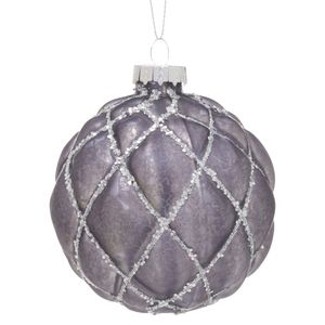 Christabelle Platinum Glass Baubles 6Pcs with Glittered Lattice Pattern Balls Christmas Tree Decoration Ornament