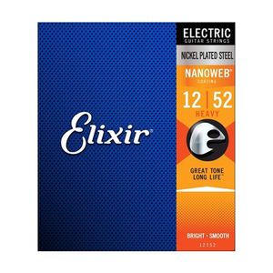 Elixir #12152 Electric Guitar Nanoweb Coating Nickel Plated Steel 12-52 Heavy