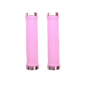 Trigram Lock-on Bike Grips Kraton Rubber 130mm with 2 side lock rings Pink