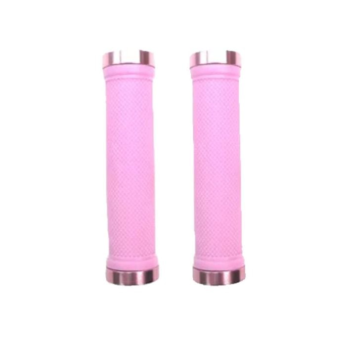 Trigram Lock-on Bike Grips Kraton Rubber 130mm with 2 side lock rings Pink