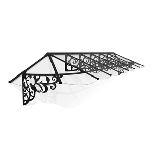 Canopia Lily Door Awning 4.7m x 0.9m - Black Frame With Clear Panel 