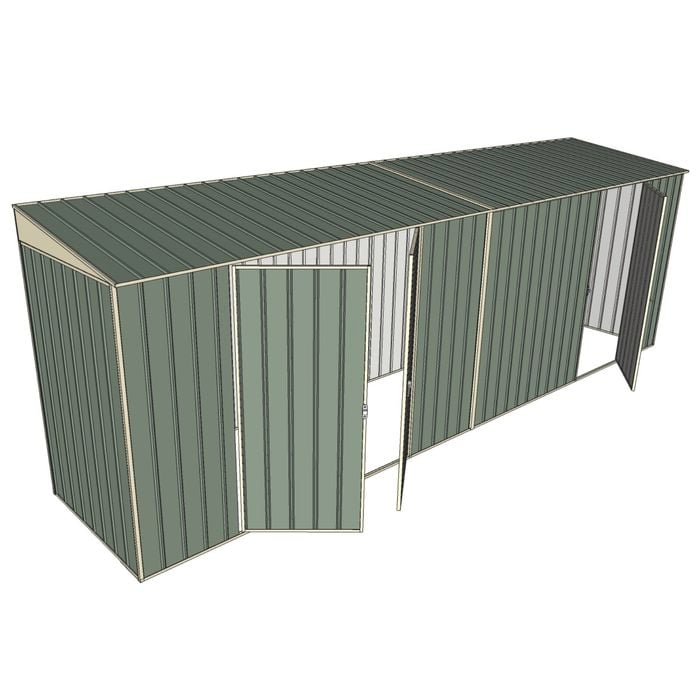 Build-A-Shed 1.2 x 6.0 x 2.0m Skillion Double with Single Hinged Side Doors Shed - Green