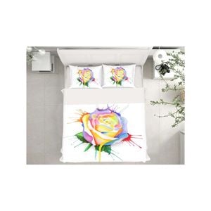 3D Watercolor Rose 92 Bed Pillowcases Quilt Queen Size
