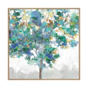 Artey | Climbing Blue - Framed Canvas - Natural Frame - 50 x 50cm