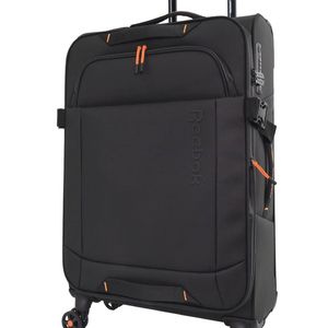 Reebok Pro Large Leather Film Soft Shell Suitcase Travel Luggage 78cm Black