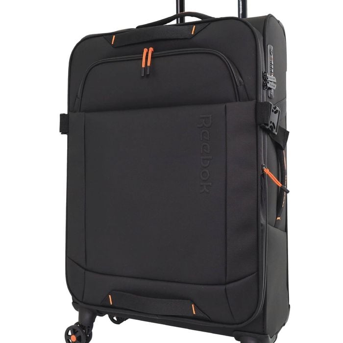 Reebok Pro Large Leather Film Soft Shell Suitcase Travel Luggage 78cm Black