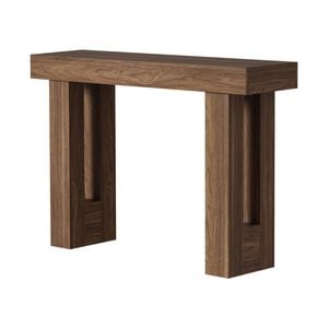 Oikiture Console Table Hallway Narrow Sofa Side Desk Storage Rack Walnut