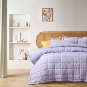 Vintage Design Homewares King Light Slate Grey Lilac French Linen Coverlet Set