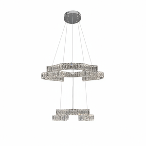 Element Lighting JENGA 2 Tier Crystal Pendant Tri-colour LED (Chrome)
