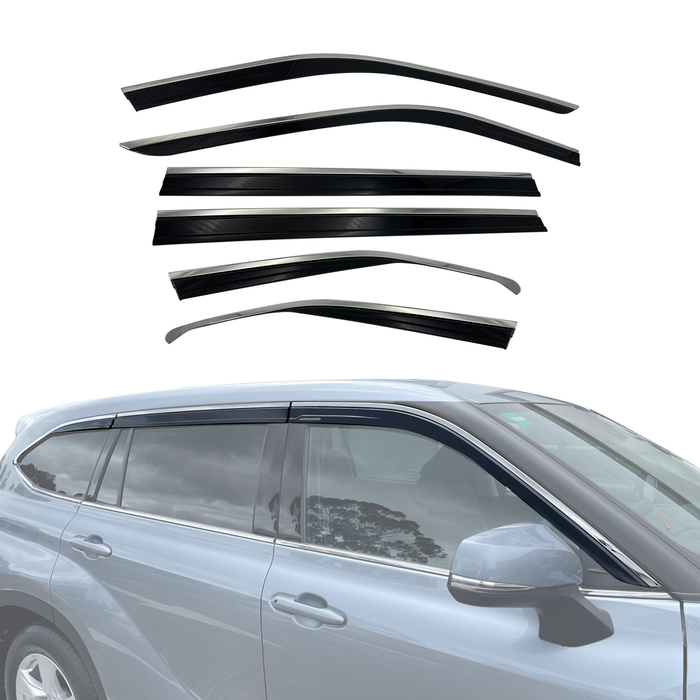 AUSGO Stainless Trim Weather Shields for Toyota Kluger 2021-Onwards Weathershields Window Visors Wind Deflectors