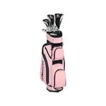 Costway Golf Clubs Set w/Bag & 10PCs Alloy/Graphite Drive Pink Right Hand