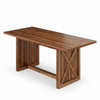 Lauft Large Farmhouse Dining Table | Brown Rustic Wooden Table For 6-8 People