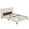 Ufurniture Queen Bed Frame Base Upholstered Headboard Velvet Mattress Platform with Wooden Slat Beige