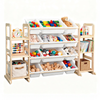 Alston Kids Toy Storage Organizer Multipurpose Pine Wood Bin Shelf with 6-Tier Bookshelf