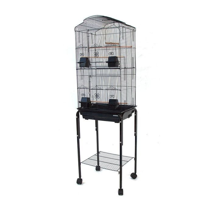 Dome Top High Bird Cage With Stand For Canary Finch Black