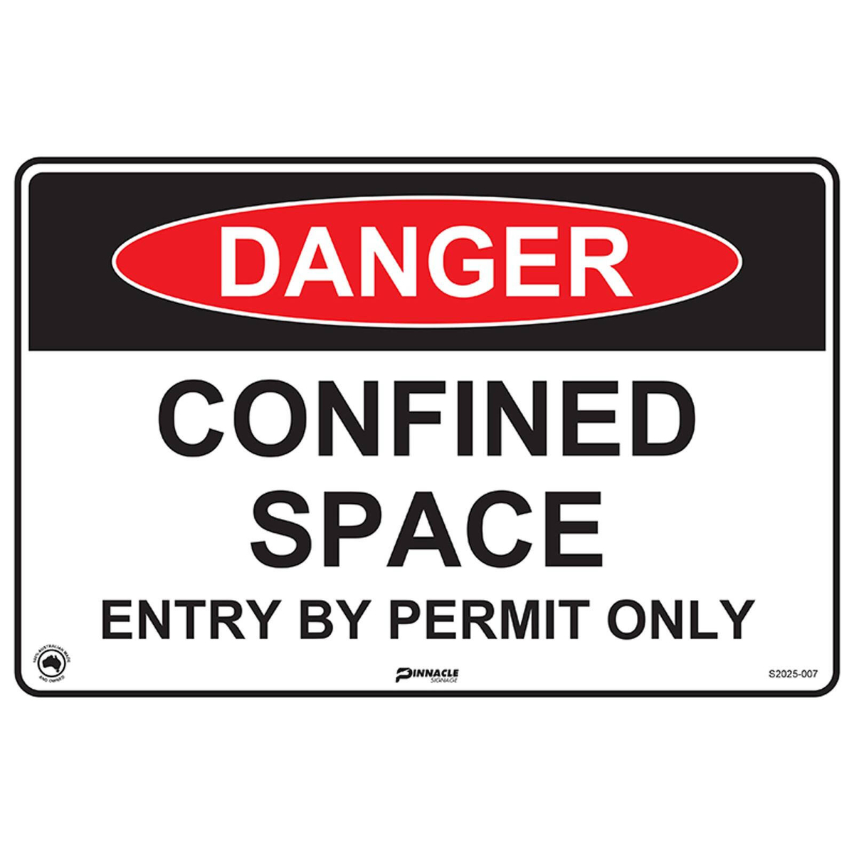 Pinnacle 300 x 200mm Metal Entry Permit Danger Confined Space Sign ...