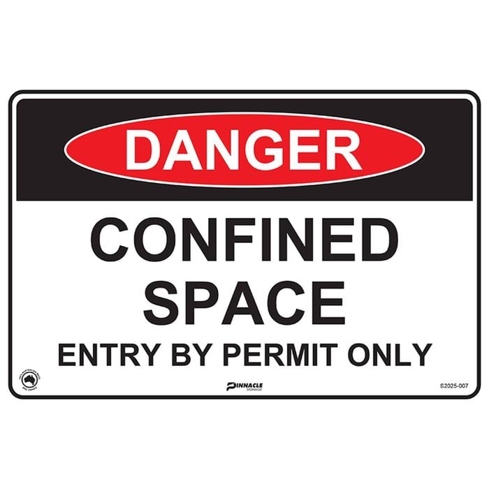 Pinnacle 300 x 200mm Metal Entry Permit Danger Confined Space Sign