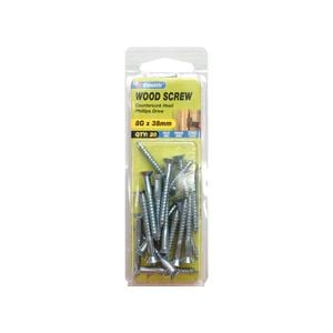 Zenith 8G x 38mm Zinc Plated Wood Screw - 20 Pack