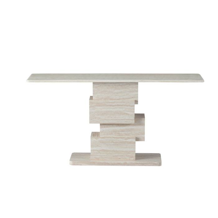Raimon Furniture Windy Artificial Marble Effect Hallway Console Table White Travertine
