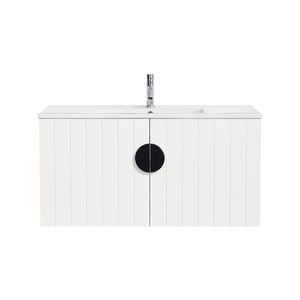 CIBO 900mm White Freshwater Wall Hung Bathroom Vanity With Black Handle