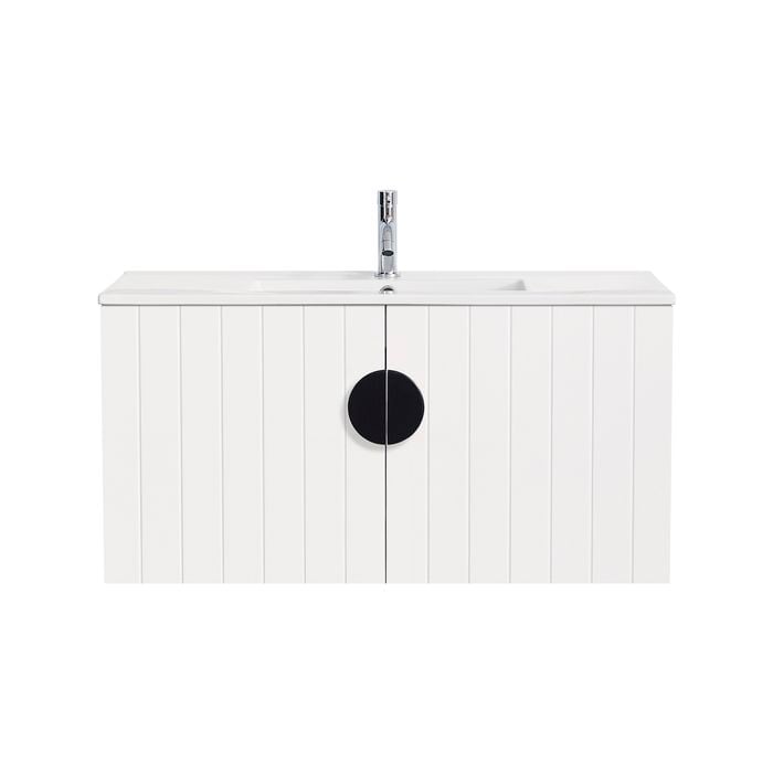 CIBO 900mm White Freshwater Wall Hung Bathroom Vanity With Black Handle ...