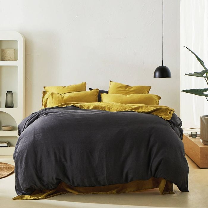 MyHouse Linen Quilt Cover 245X210cm - Charcoal - King