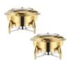 SOGA 2X Gold-Plated Round Stainless Steel Chafing Dish