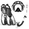 EMSINA Snorkel Set Mask Fin Trek Fin Dry Top Snorkeling Gear Adults Travel Bag (White B3 S/M )