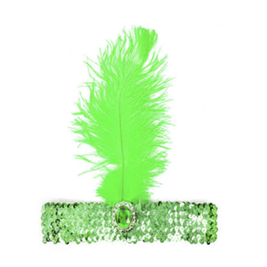 1920s FLAPPER HEADBAND Headpiece Feather Sequin Charleston Costume Gatsby Dance Green