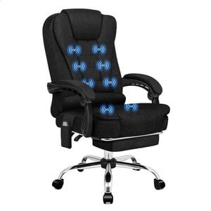 ALFORDSON Massage Office Chair Heated Seat Fabric Black