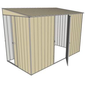 Build-a-Shed 1.5 x 3 x 2m Single Hinged Side Door Skillion Shed - Cream