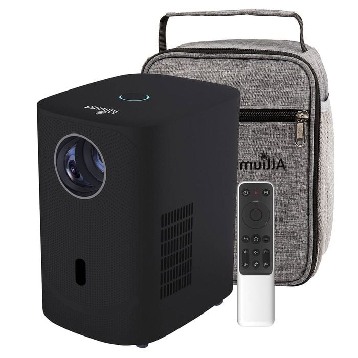 ALLIUMS Projector, Electric Focus, 200" Display, Full HD 1080p (Black)