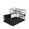 P&p Black Double Layer Dish Drying Rack Kitchen Drainer With Utensil Holder Tray Set