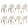 Oikiture 8x Dining Chairs Sherpa Wooden White