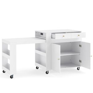 Costway Rolling Kitchen Cart Trolley Cabinet on Wheels-White